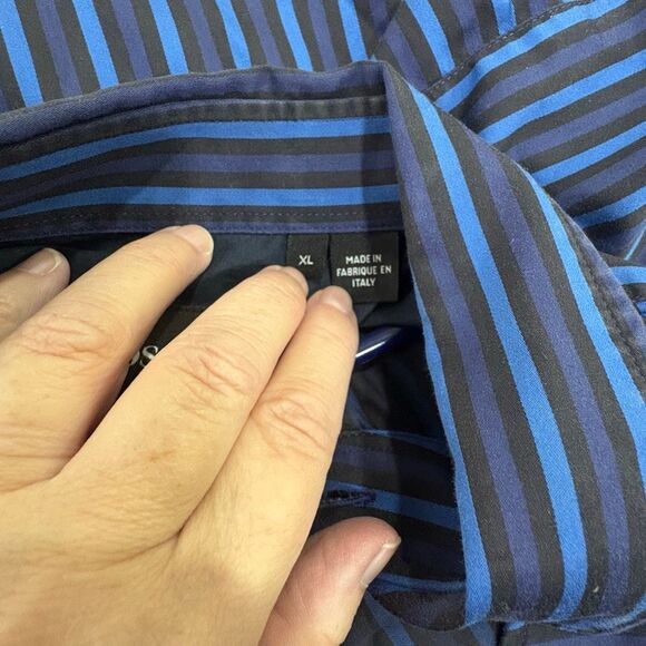 BOSS Men’s Striped Button Down Dress Shirt XL Made in Italy - Picture 8 of 9